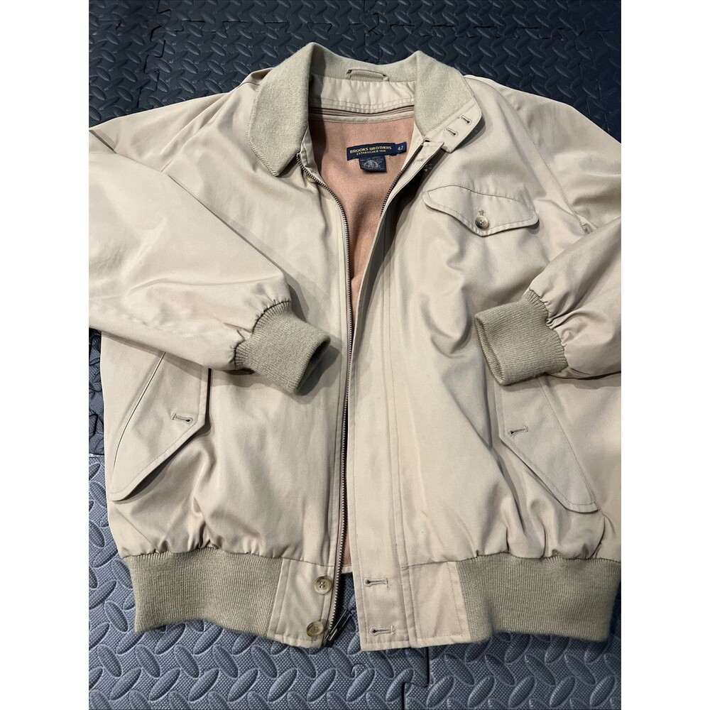 Rare Brooks Brothers Jacket Mens 42 Tan Bomber Plaid Lined Jacket + Lined Vest